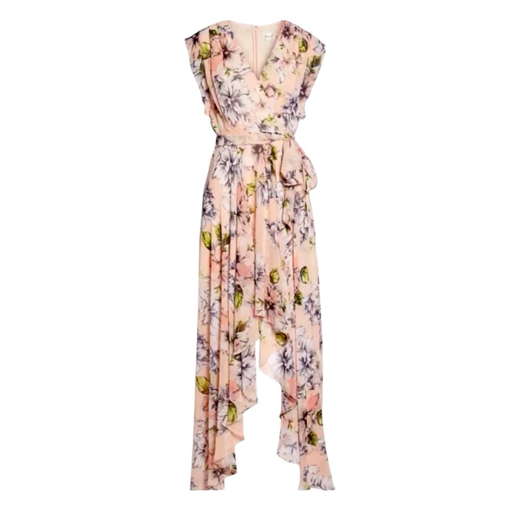 Eliza J || Asymmetrical Hi-Low Floral Maxi Dress